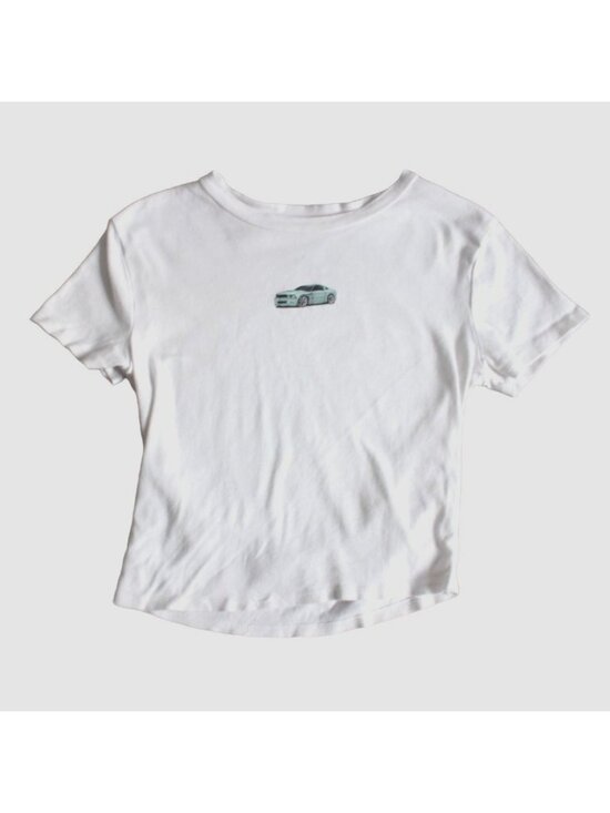 Homegirl Society Tops - Homegirl Society Womens Cropped 'Car' Graphic T-Shirt-White-Size Medium-GUC